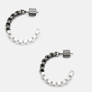 AllSaints Skye Box Chain Small Hoop Earrings (WARM SILVER/BLACK)